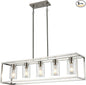 XILICON Dining Room Lighting Fixture Hanging Farmhouse Brushed Nickel 5 Light Modern Pendant Lighting Contemporary Chandeliers with Glass Shade for Living Dining Room Bedroom Kitchen Island