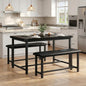 Garvee Dining Table with 2 Benches, Kitchen Table with 2 Upholstered Benches, 3 Piece Dining Table Set Space Saving for Apartment, Kitchen, 44.48" l x 27.58" w x 29.58" h, Black