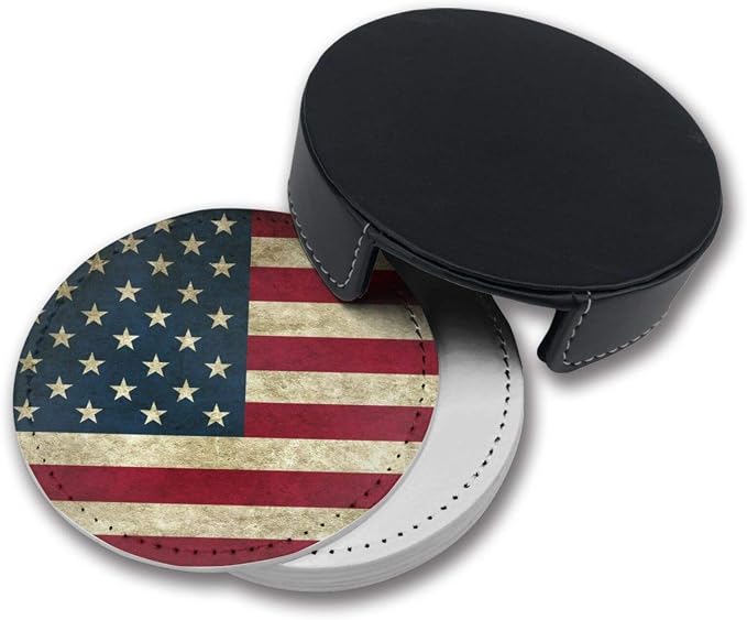 American Flag USA Flag Leather Drinks Coasters - Image 4