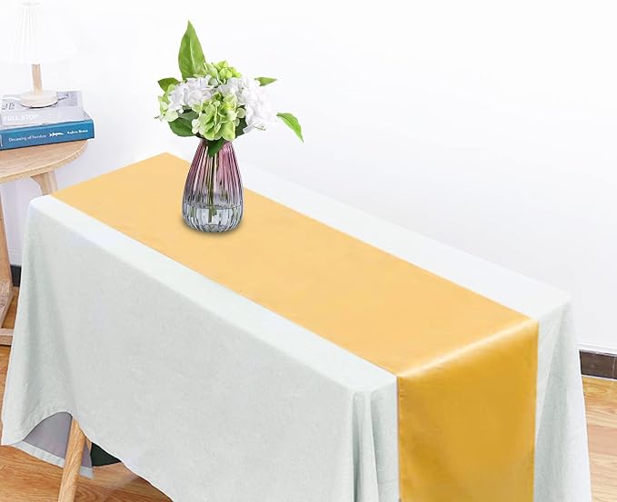 12 Pack Gold Table Runners, Satin Table Runner 12x108 Inches Long, Silk and - Image 8