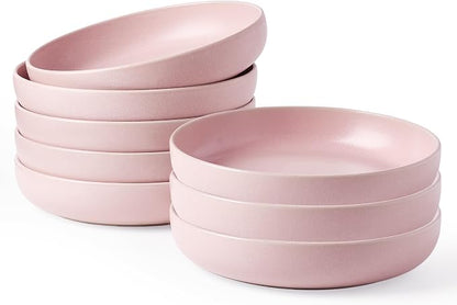 famiware Milkyway 33 oz Pasta Bowls Set of 8, Light Pink | Double Reactive Glaze by Famiware