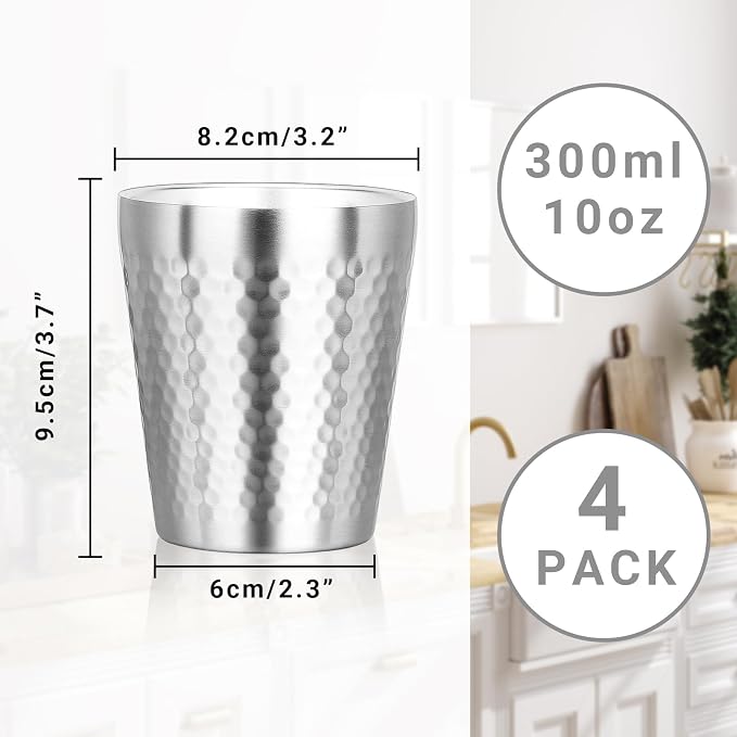 Stainless Steel Cups Double Wall, 10 oz Insulated Tumbler, 4 Pack Unbreakable - Image 2