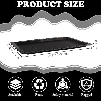 Plastic Serving Trays,24 Pack Rectangle Serving Platters Decorative Serving Trays Dessert Table Trays,15"x10" Rectangle Platters, Decorative Dessert Table Trays, Cake, Cookie Catering Tray (Black)