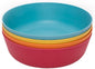 WeeSprout Bamboo Kids Bowls, Set of Four 15 oz Kid-Sized Dinnerware, Cereal, Leftovers & Snack Bowl, Dishwasher Safe (Blue, Yellow, Orange, & Red)
