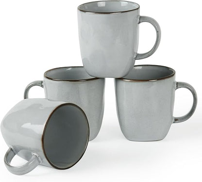 famiware Coffee Mugs Set of 4, Ocean Square 13oz Coffee Cup Set by Famiware