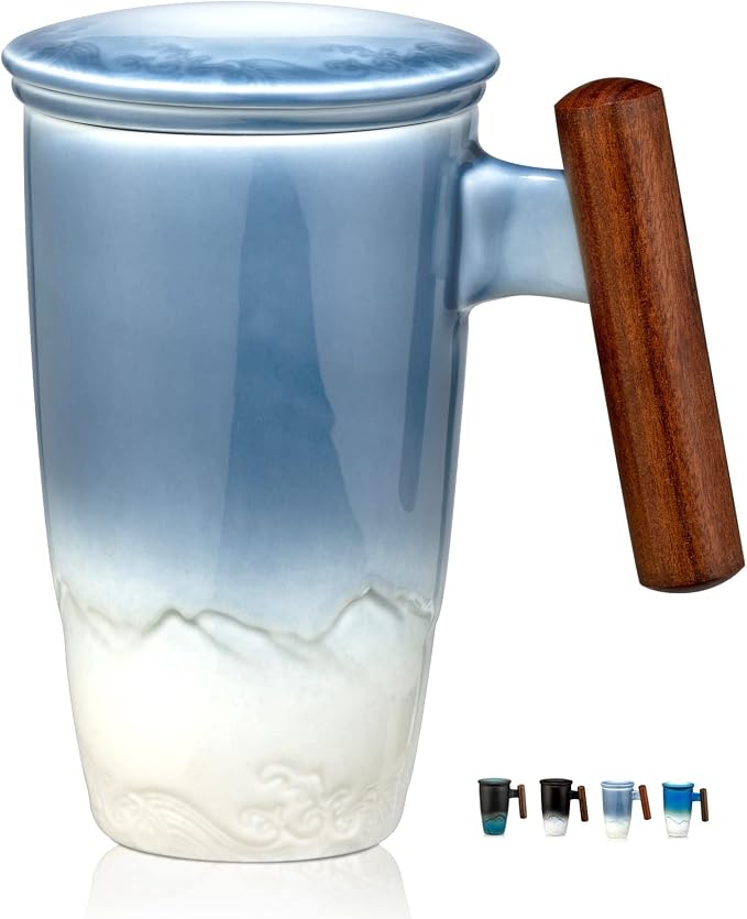 suyika Tomotime Tea Cup with Infuser and Lid 400ml Ceramic Tea Mugs Smooth by suyika