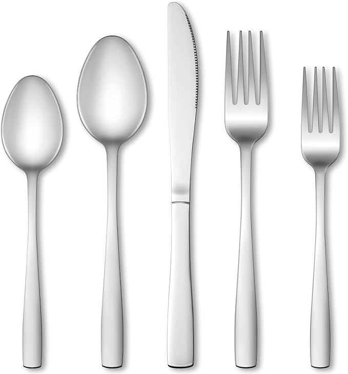 40 Pcs Silverware Set, Stainless Steel Flatware Set by WISKEMA