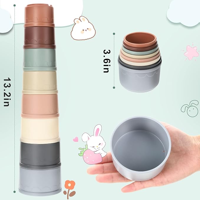 8 Pcs Stacking Cups for Bunny, Hiding Food and Playing, Keeping Bunnies Busy - Image 7