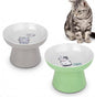 Elevated Cat Bowls,2 Pcs Ceramic Raised Cat Food Bowls with Non-Slip Base,Whisker-Friendly Shallow Design,Lead & Cadmium Free Pet Feeder,Dishwasher and Microwave Safe (Green&Light-Grey)