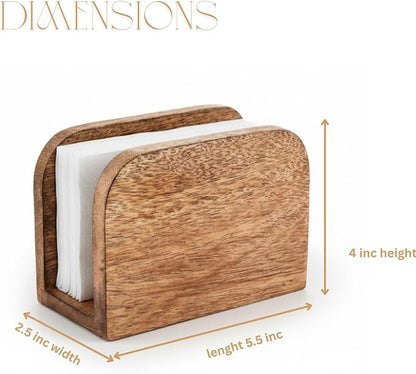 Wood Napkin Holder for Table, Mango Wooden Upright Napkin Dispenser Stand for - Image 6