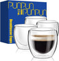 PunPun Glass Cups 2.7oz. 80ml Espresso Coffee Cups, Demitasse Cups Double by PunPun