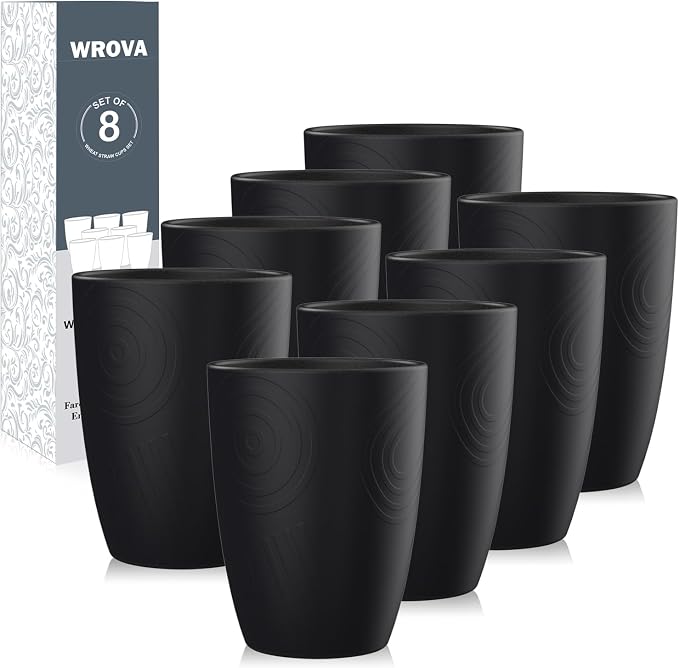 Wrova Wheat Straw Cups 8 PCS Good Alternative to Plastic Reusable Cups 12 oz by WROVA