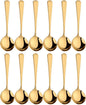 Broth Round Spoon Set, 12-Piece Reusable Stainless Steel Dinner Table Cereal by BISDARUN