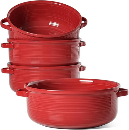 LE TAUCI Soup Bowls with Handles - 22 oz Lead-Free Ceramic French Onion Crocks by LETAUCI