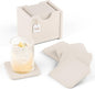 Fluxynara Felt Coasters with Holder, Oatmeal | Square Felt Coasters, by FLUXYNARA
