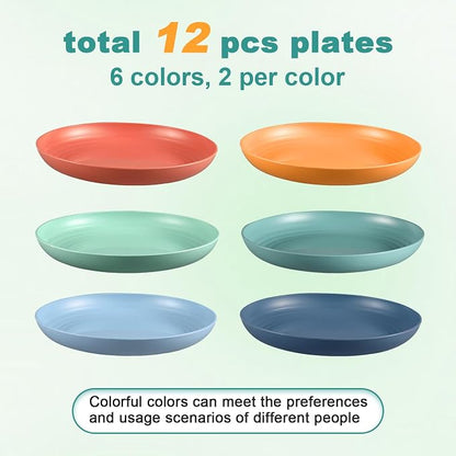 HEYCOME 12 Pcs Unbreakable Deep Dinner Plates Set, 9 inch Reusable Plastic - Image 3