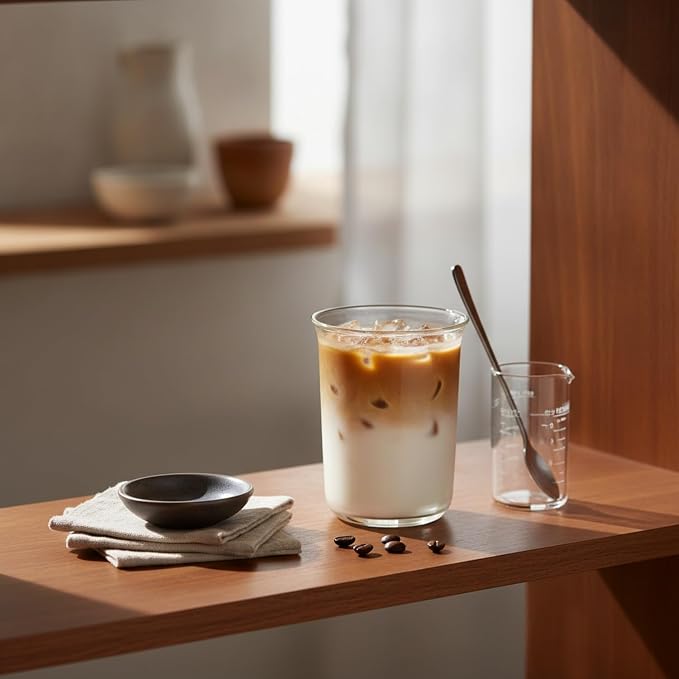 Coffee Lovers Handleless Glass Cup, Modern Minimalist Drinkware - Image 3