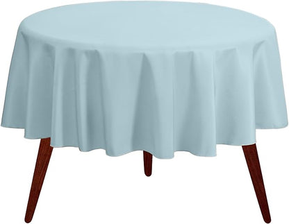 Gee Di Moda Round Tablecloth - 120 Inch Baby Blue Round Table Cloth for 60 to 96 Inch Round Tables - Heavy Duty Washable Fabric - for Buffet Table, Holiday Party, Dinner, Wedding & Baby Shower