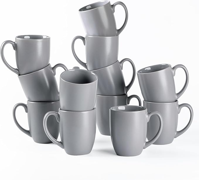 AmorArc 12 OZ Coffee Mugs, Matte Gray Coffee Cups by AmorArc
