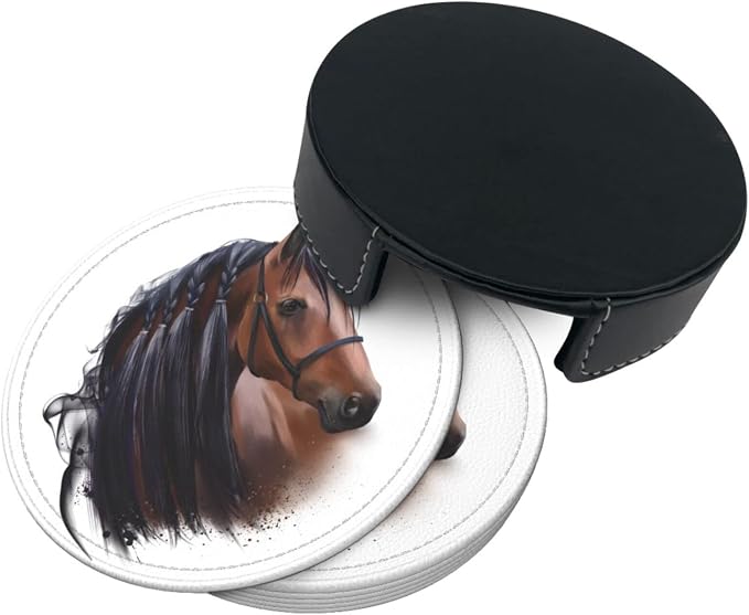 6 Pcs Horse Leather Coasters for Drinks - Image 4