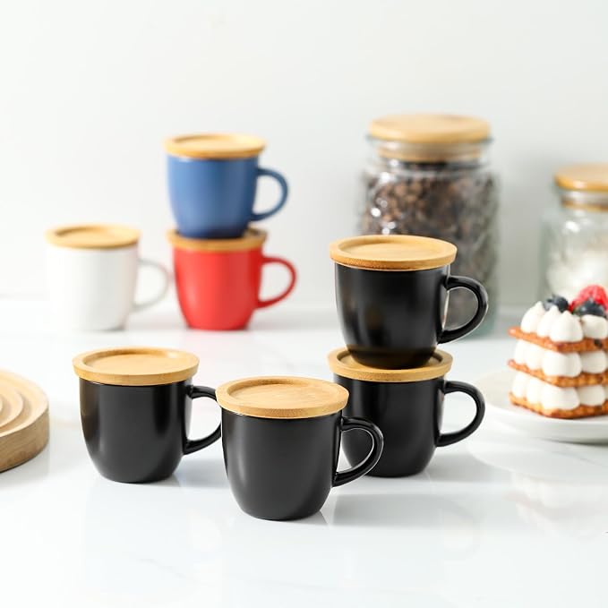 Hasense 4 OZ Espresso Cups and Saucers Set of 6, Demitasse Cups - Image 3
