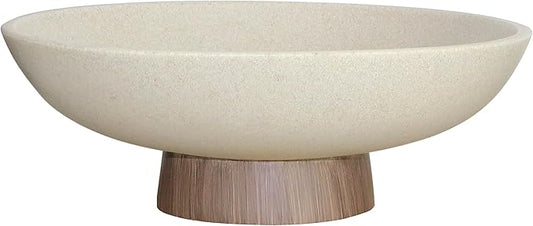 Modern Resin Pedestal Bowl – Large Fruit Bowl for Kitchen Counter, Catch All Bowl for Entryway Table, Stylish Key Bowl & Dining Centerpiece, Brown