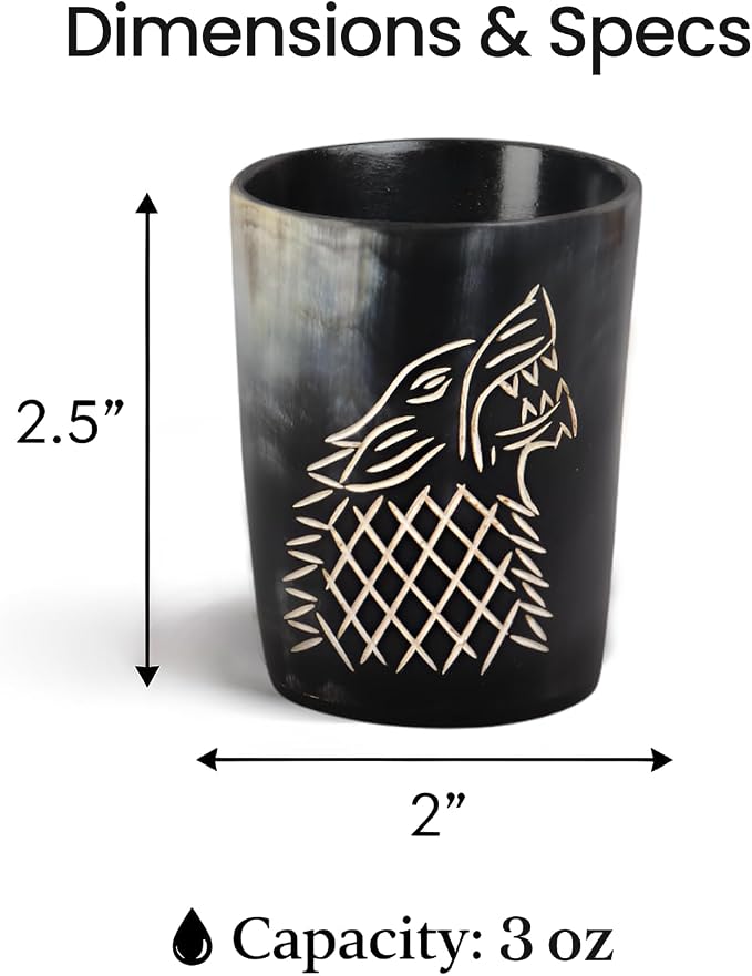 Handicrafts Home Viking Horn Shot Glasses Set of 8, Handmade Natural Ox Horn - Image 6