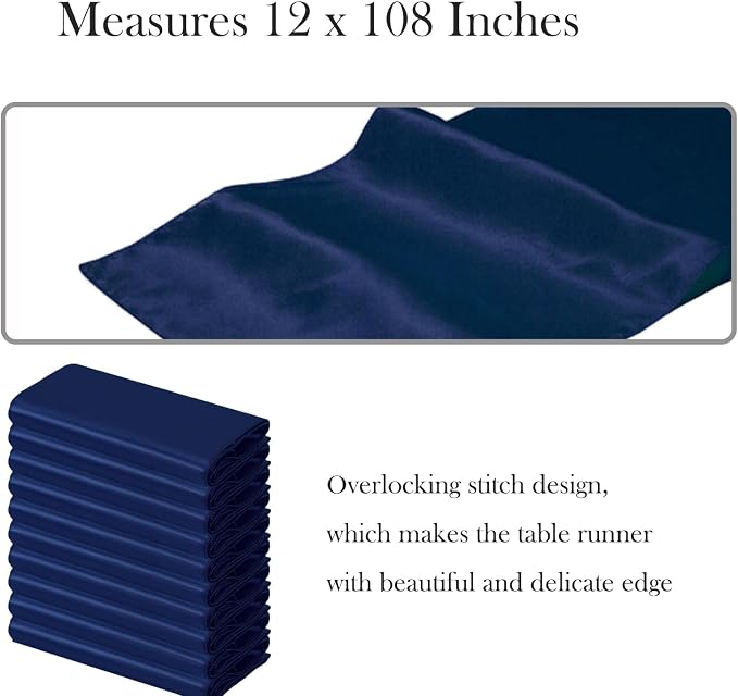 10 Pack Satin Navy Blue Table Runners - Image 2