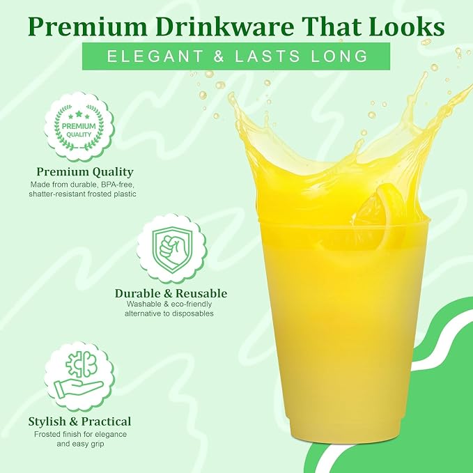 Concession Essentials 16oz Frost Flex Plastic Cups – 500 Pack – Shatterproof - Image 3