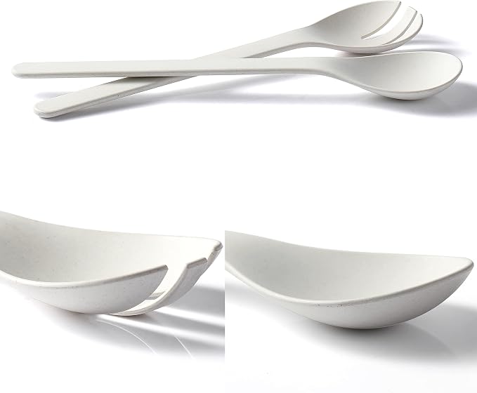 Plant Based Salad Servers Reusable Salad Fork and Spoon Set, Microwave and - Image 3