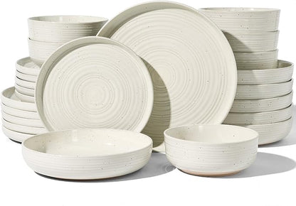 Stoneware Dinnerware Sets with Pasta Bowls, Service by FamiwarePremium
