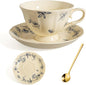Vintage Fancy Porcelain Tea Cup and Saucer Set by Unknown