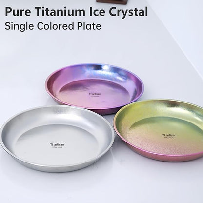 Titanium Camping Plate Titanium Pan Dish Plate Lightweight Round Dinnerware - Image 5