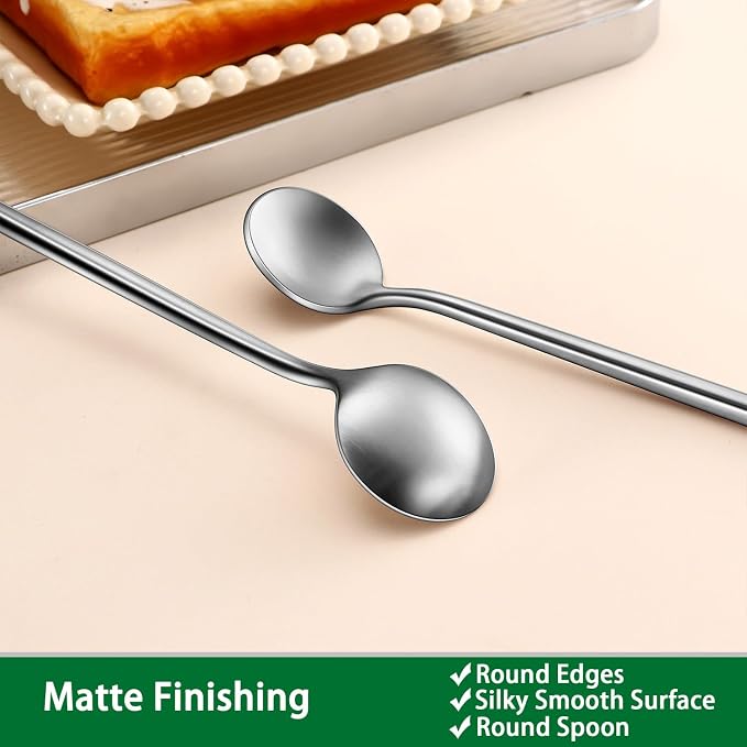 DEHOV 7.95 Inches SS18/10 Long Handle Iced Tea Spoons, Ice Cream, Iced - Image 4
