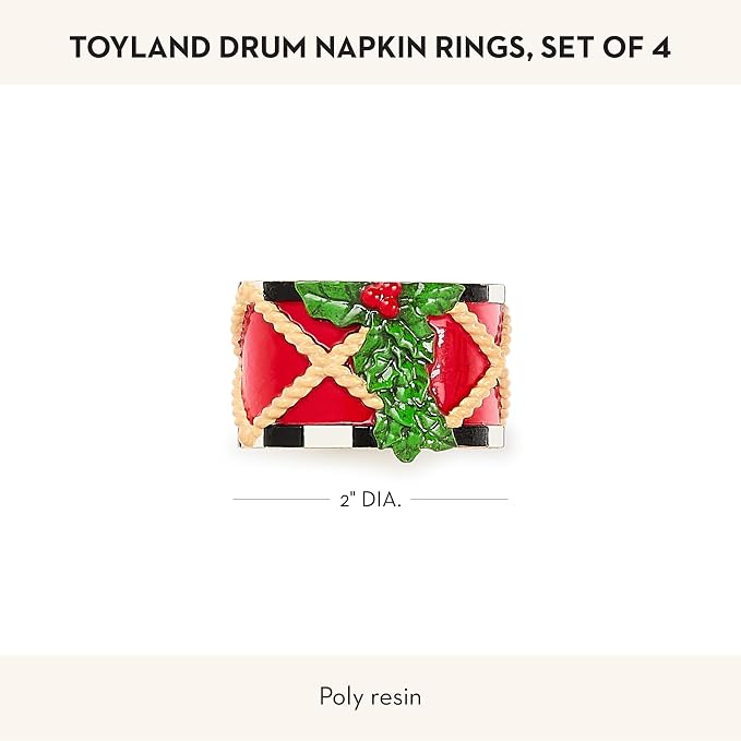 MACKENZIE-CHILDS Set of 4 Polyresin Napkin Rings, Cute Napkin-Holder Rings - Image 4