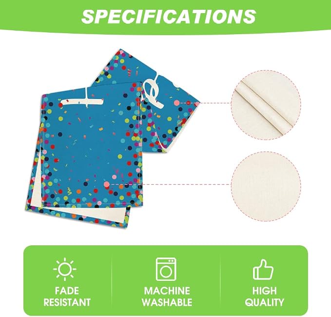 Artoid Mode Polka Dot Blue Happy Birthday Table Runner, Seasonal Winter Kitchen - Image 5