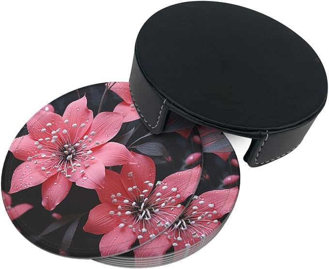 6Pcs PU Leather Coaster for Drinks, Aesthetic Drink Coasters for Coffee Table - Image 8
