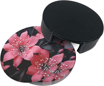 6Pcs PU Leather Coaster for Drinks, Aesthetic Drink Coasters for Coffee Table - Image 8