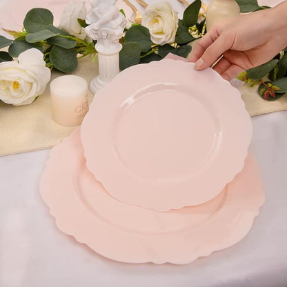60pcs Pink Plastic Plates - Image 2