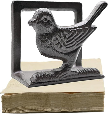 Exquisite Vintage Cast Iron Napkin Holder With Playful Standing Animal Motif - Birdie Napkin Holders are suitable for kitchens, restaurants, and parties