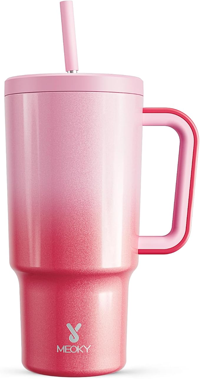 Meoky 30 oz Tumbler with Handle, Tumbler with Lid and Straw, Insulated by MEOKY