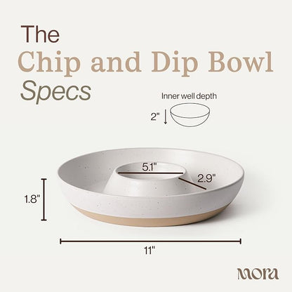 MORA Ceramic Chips and Dip Serving Tray: Large Divided Party Bowl Set - Image 2