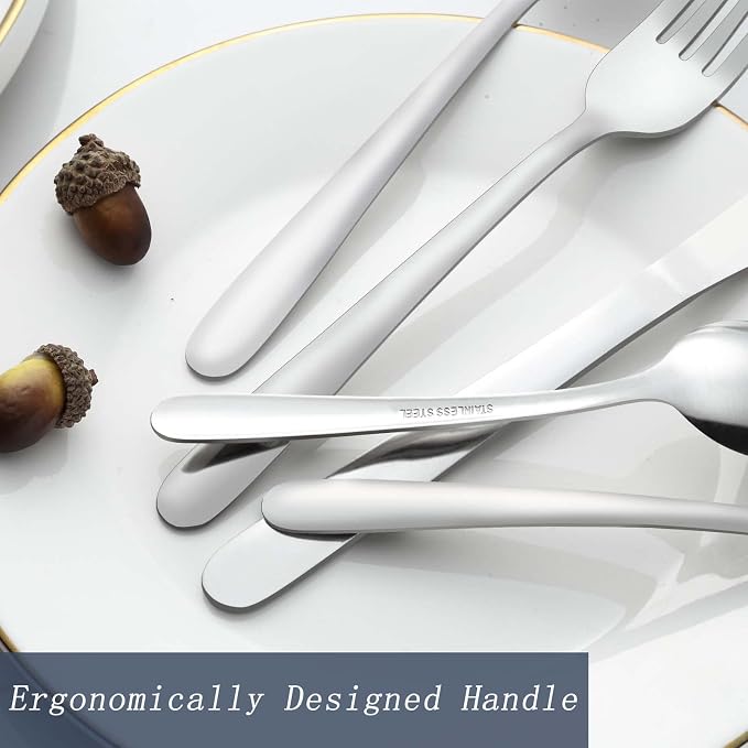 24 Pcs Forks and Spoons Silverware Set, Food Grade Stainless Steel Flatware - Image 4