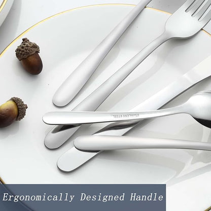 24 Pcs Forks and Spoons Silverware Set, Food Grade Stainless Steel Flatware - Image 4