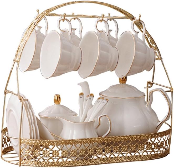 ufengke 15 Pieces Simple White English Ceramic Tea Sets, Tea Pot, Bone China by fanquare