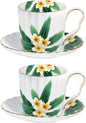 KAMMAK Tea Cups and Saucers Set of 2, Porcelain Coffee Cups, JBE012 | Stackable by KAMMAK