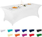 LZY Spandex Fitted Stretch Table Cover for 6 ft or 4ft or 8ft Folding Table, Rectangular Cocktail Tablecloth, Perfect for Party or Banquet (8FT White)