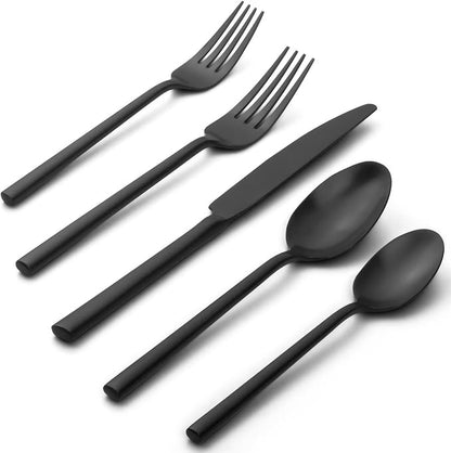 Alata Potter Black 20-Piece Forged Silverware Set, Service by Alata