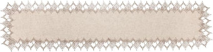Phantomon Neutral Linen Table Runner 72 Inches Beige Embroidered Runner Lace - Image 2