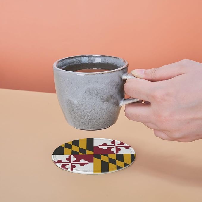 6 Pack Maryland State Flag Leather Coaster - Image 7